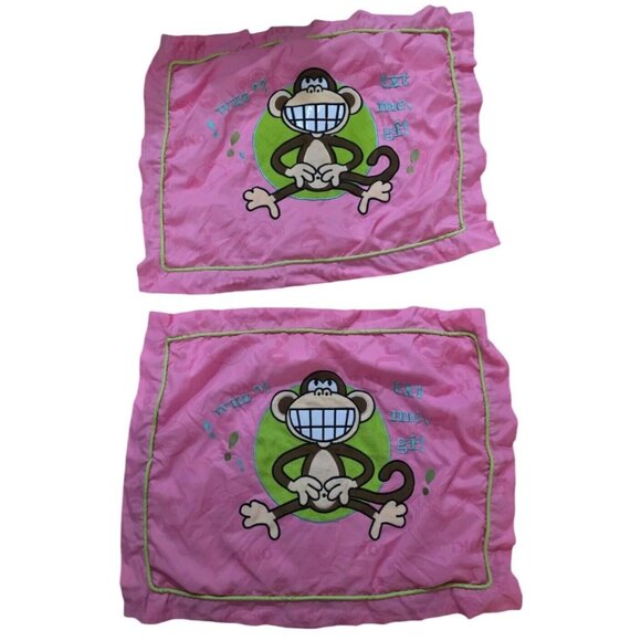 Y2k 2000s Original Bobby Jack Monkey Pink Standard Pillow Cases ×2- READ INFO - Picture 1 of 14